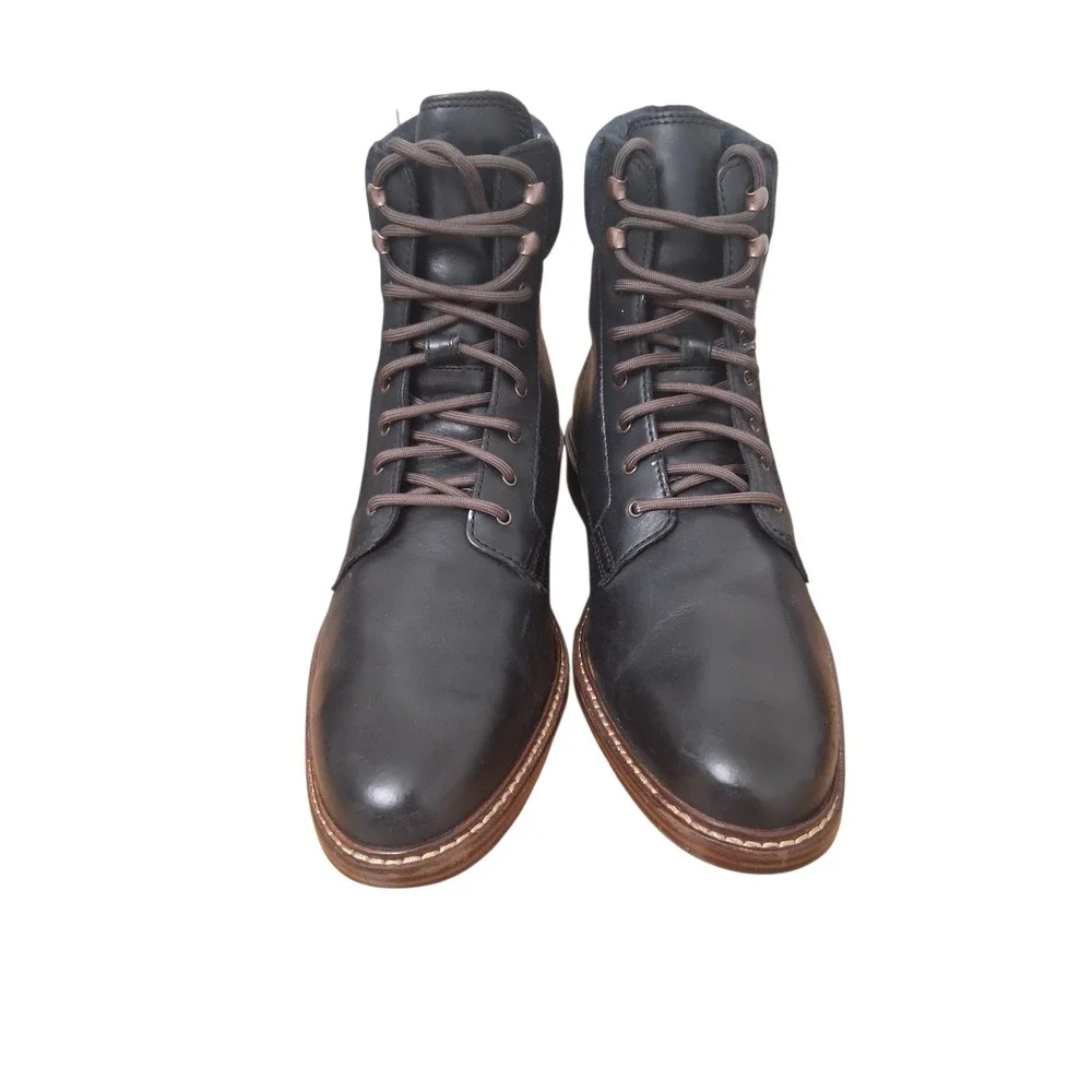 Cole Haan Mens size 8½ Black‎ Leather Classic Casual Office Dress Lace Up Boots
